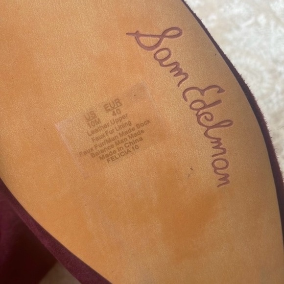 Brand New SAM EDELMAN Felicia Genuine Suede Bow Ballet Flats Burgundy Loafers - Picture 13 of 16